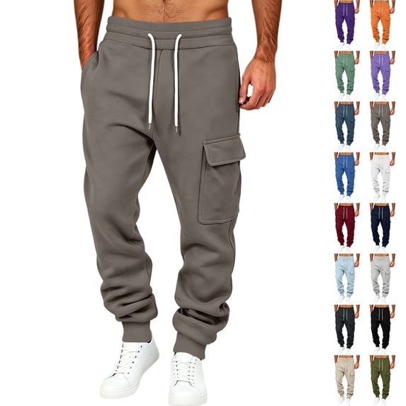 Dhwswlt Mens Cargo Joggers Pants Baggy Elastic Waist Drawstring Jogger Sweatpant Lightweight Outdoor Hiking Sweatpants with Pockets S-3XL