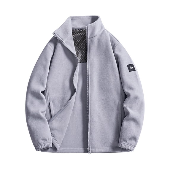 Dhwswlt Mens Zip up Fleece Sweatshirts Jacket Soft Long Sleeve Sweatshirt Warm Winter Outerwear with Pocket Gray M
