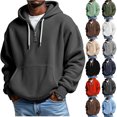 thumbnail image 1 of Dhwswlt Quarter Zip Hoodie for Men Oversized Waffle Pullover Tops Loose Fit Drawstring Long Sleeve Hooded Sweatshirts with Kangaroo Pocket XL, 1 of 9