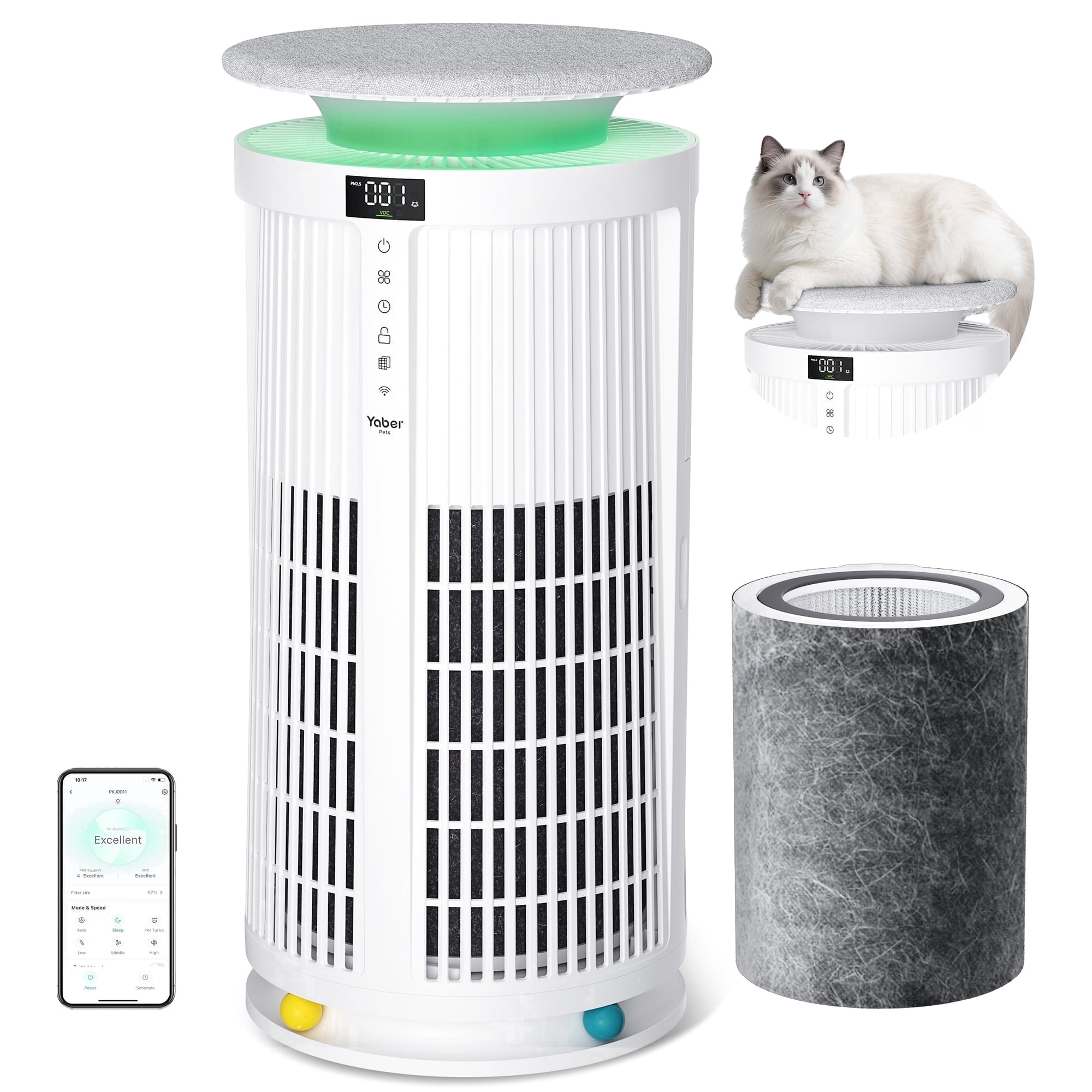 Yaber Pets Air Purifier for Allergies and Asthma, 4200 Sq. ft True HEPA Filter for Home Large Room, Remove 99.9% Smoke Dust Odors