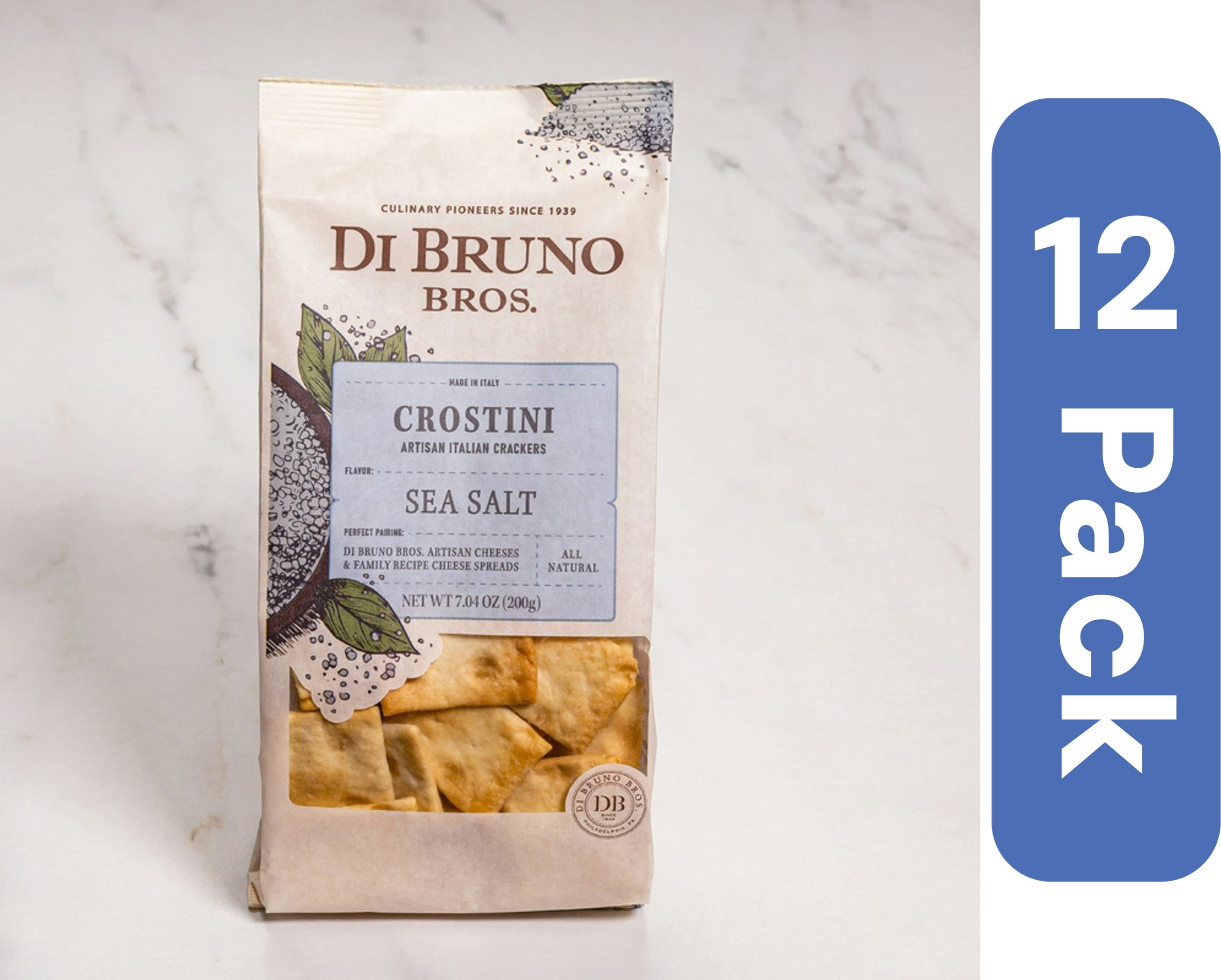 Di Bruno Bros Artisan Italian Crostini Crackers with Sea Salt - 7.04 oz (Pack of 12)