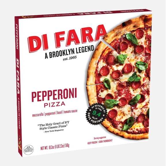 Di Fara 12-Inch Pepperoni Pizza, Authentic New York Style Frozen Pizza, Wood-Fired Crust, Premium Mozzarella Cheese, Ready-to-Bake Dinner, 18.2 oz