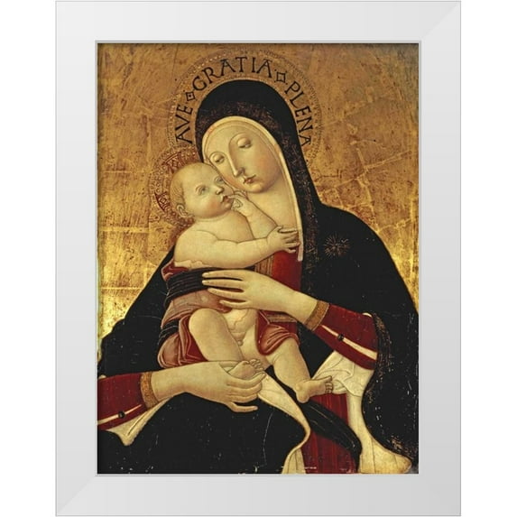 Di Giovanni, Benvenuto 19x24 White Modern Wood Framed Museum Art Print Titled - The Madonna and Child