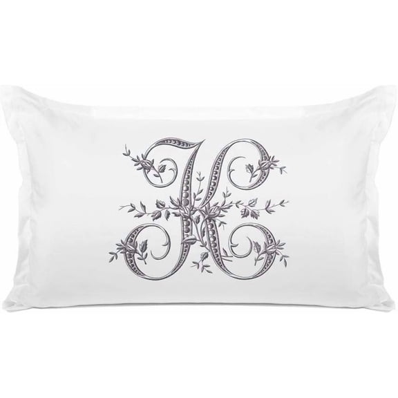 Di Lewis Pillowcase - Vintage French Monogram Letter K Pillow Case - Hypoallergenic, Breathable, Anti Wrinkle, White - 20x30 Standard Queen