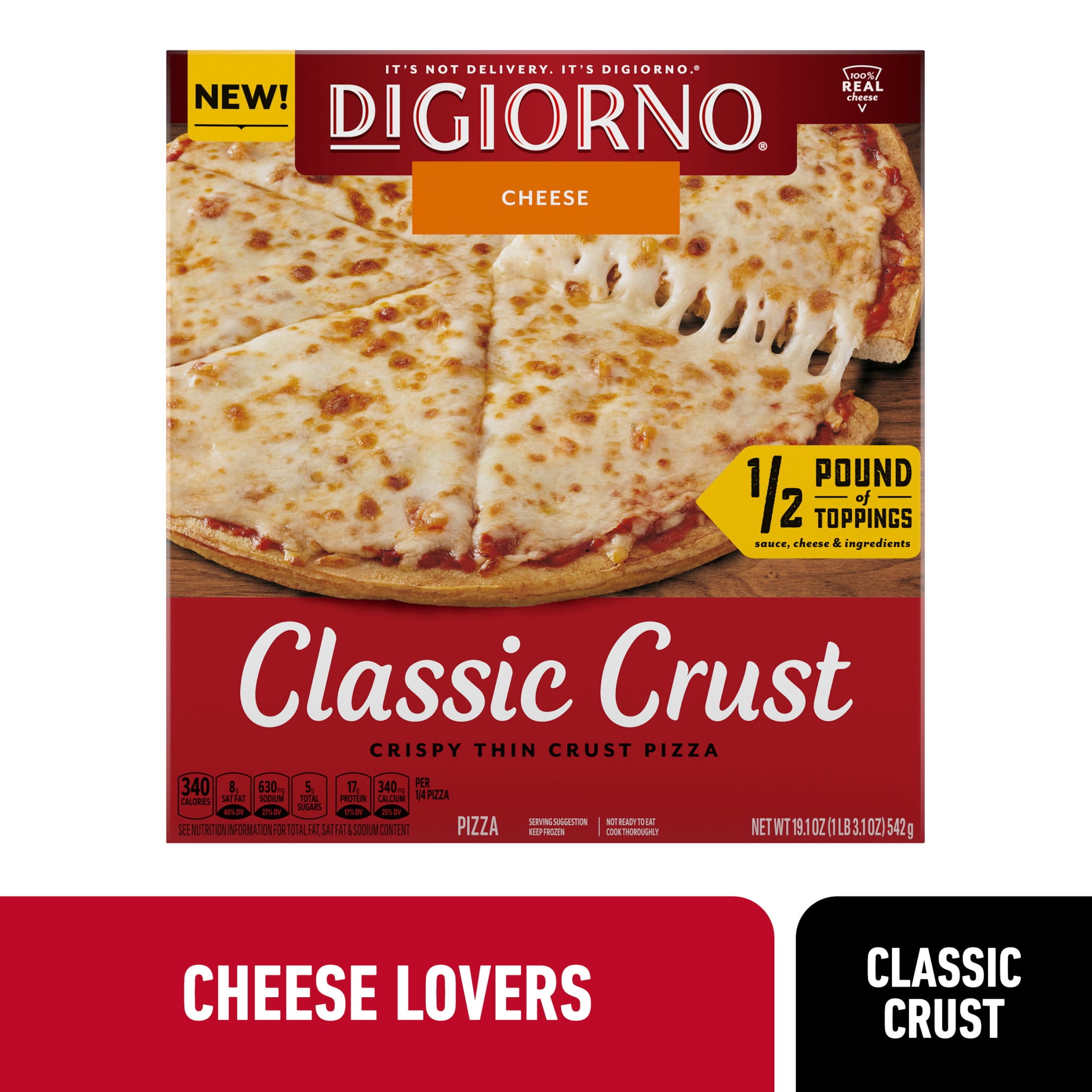 DiGiorno Cheese-Lovers Classic Crust Pizza with Tomato Sauce, 19.1 oz (Frozen)