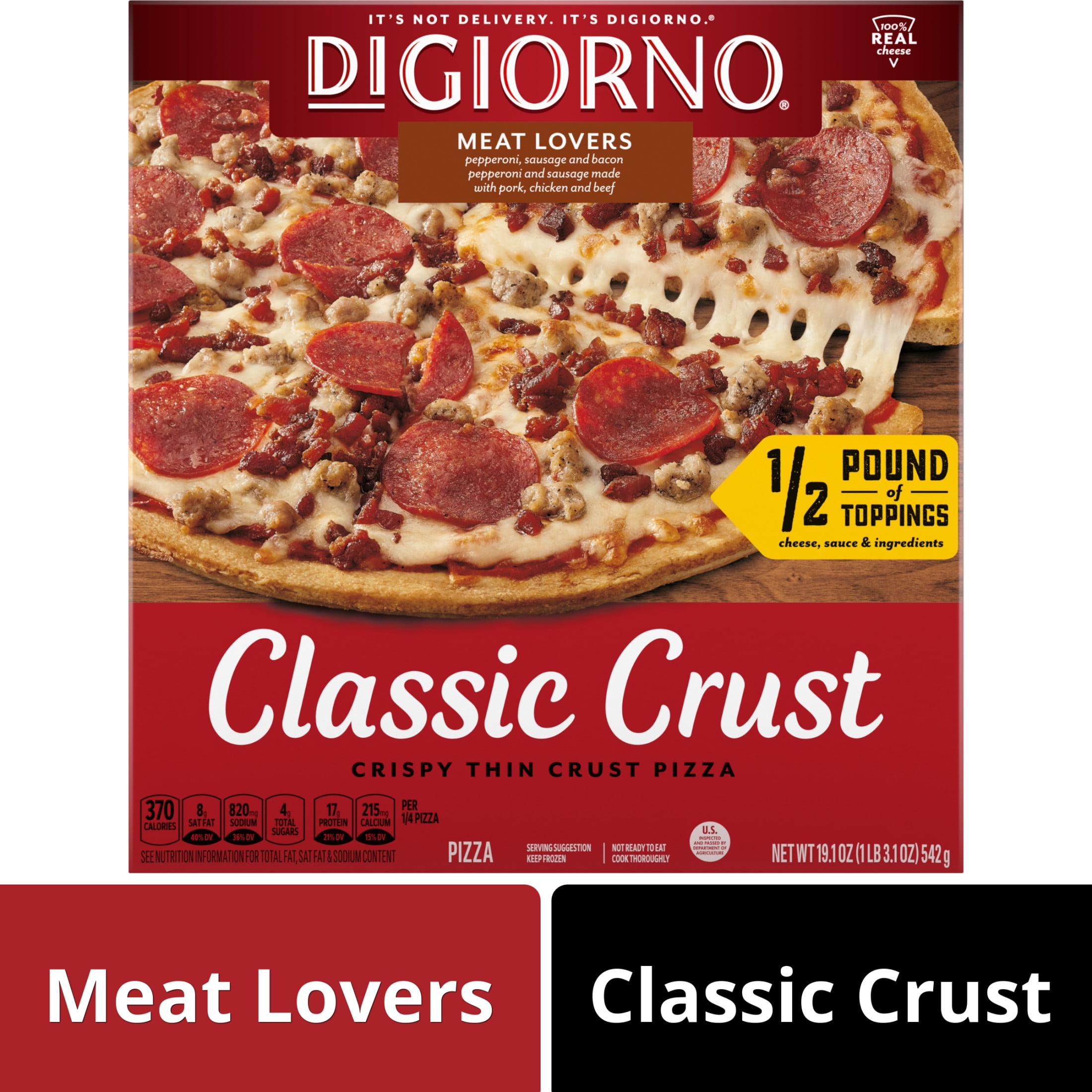 DiGiorno Classic Crust Meat and Cheese Pizza, 19.1 oz (Frozen)