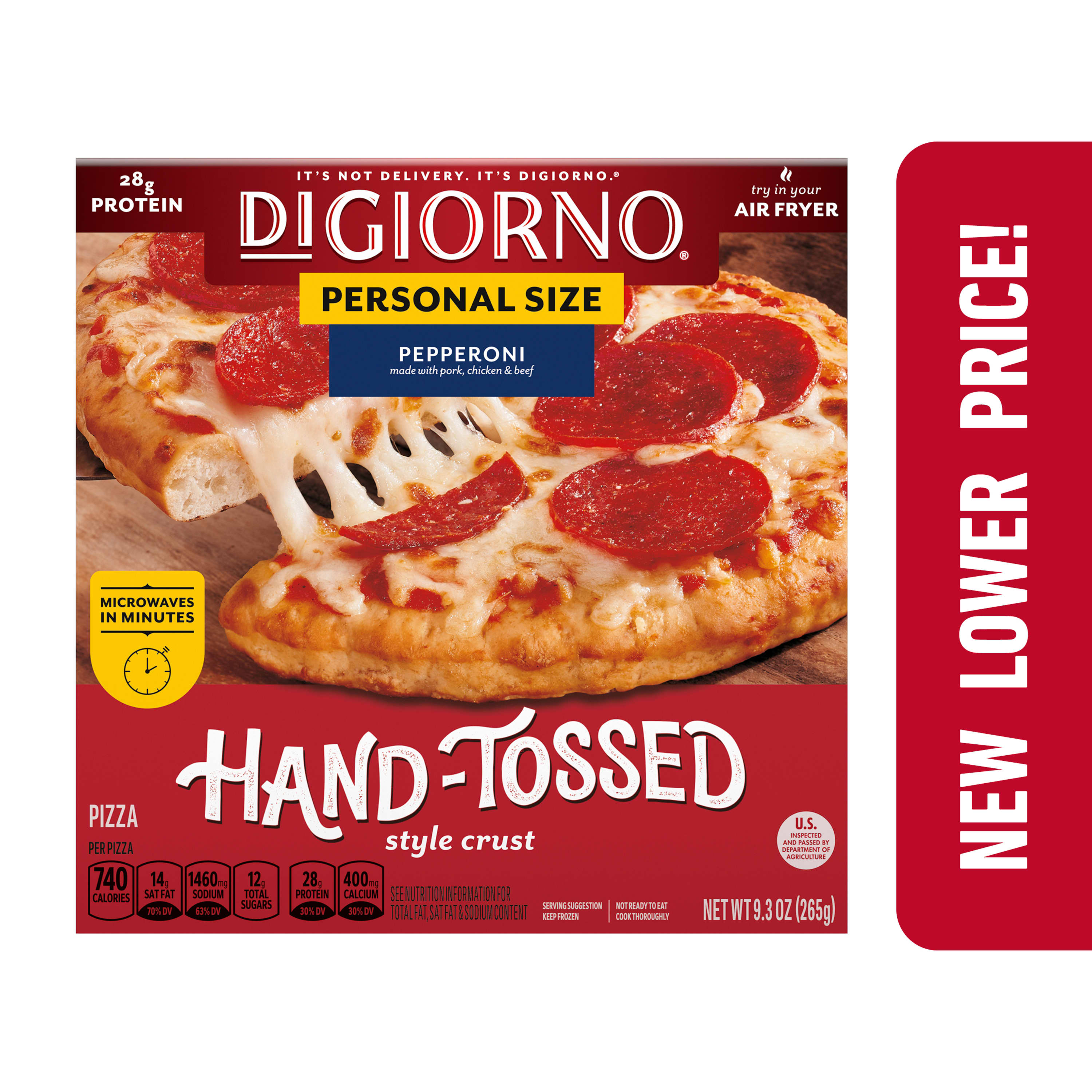 DiGiorno Frozen Pizza, Pepperoni Hand-Tossed Crust Mini Pizza with Marinara Sauce,  9.3 oz (Frozen) - image 1 of 4