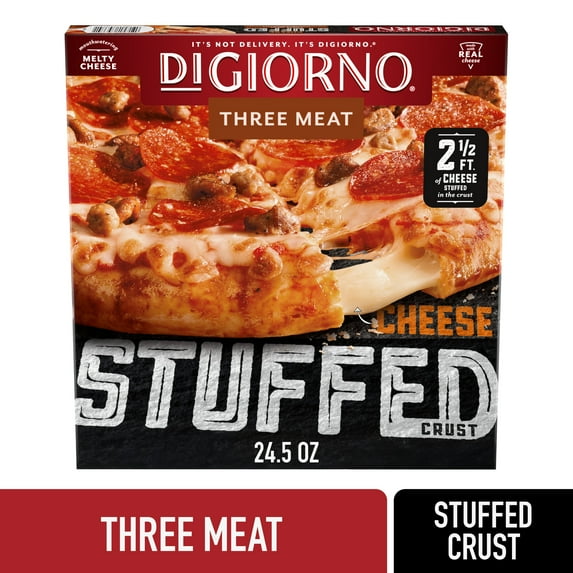 DiGiorno Stuffed Crust Cheese and Three Meat Pepperoni, Beef, and Sausage Pizza, 24.5 oz (Frozen)