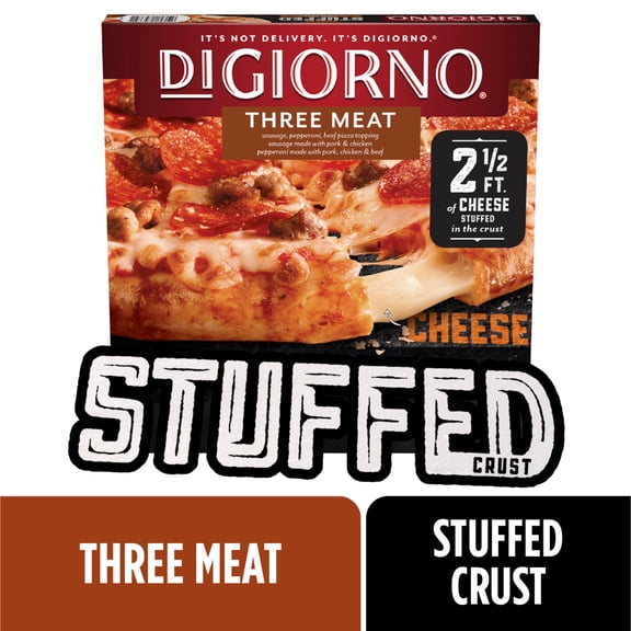 DiGiorno Frozen Pizza, Stuffed Crust Cheese and Three Meat Pepperoni, Beef, and Sausage Pizza, 24.5 oz (Frozen)