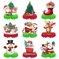 DiHTing 9 Pcs Christmas Honeycomb Table Centerpieces for Adults, Santa, Snowman, and Bell Decorations, Holiday Party Tabletop Decor for Winter Christmas Events