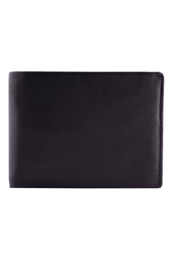 RFID Slim Leather Travel Wallet for Men Bifold Top Flip 2 ID Windows (Napa Black) A101