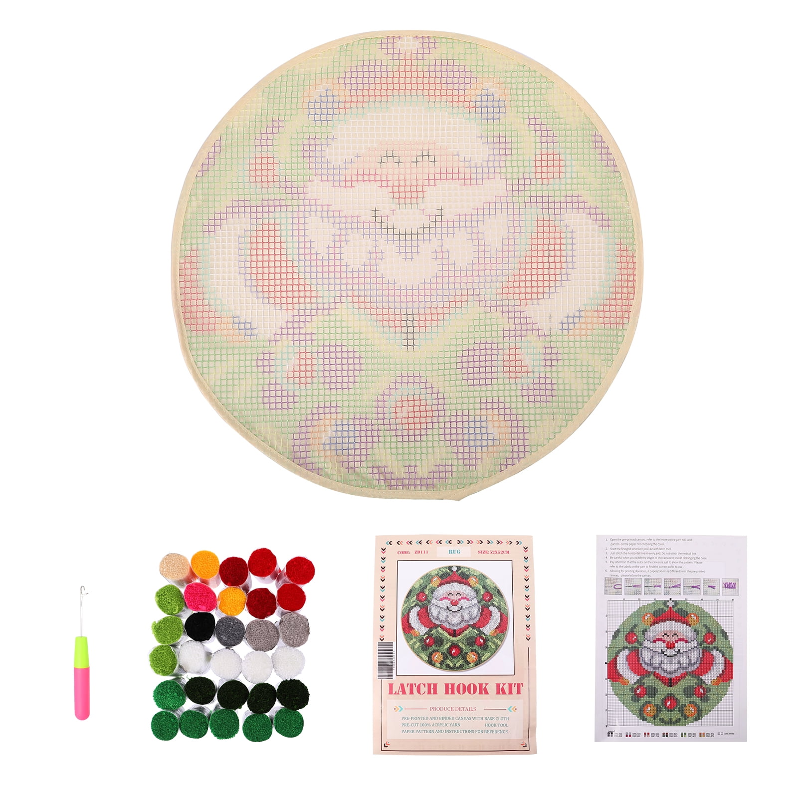 DiMaddie 1 Set Festive Handmade DIY Crocheting Rug Christmas Style