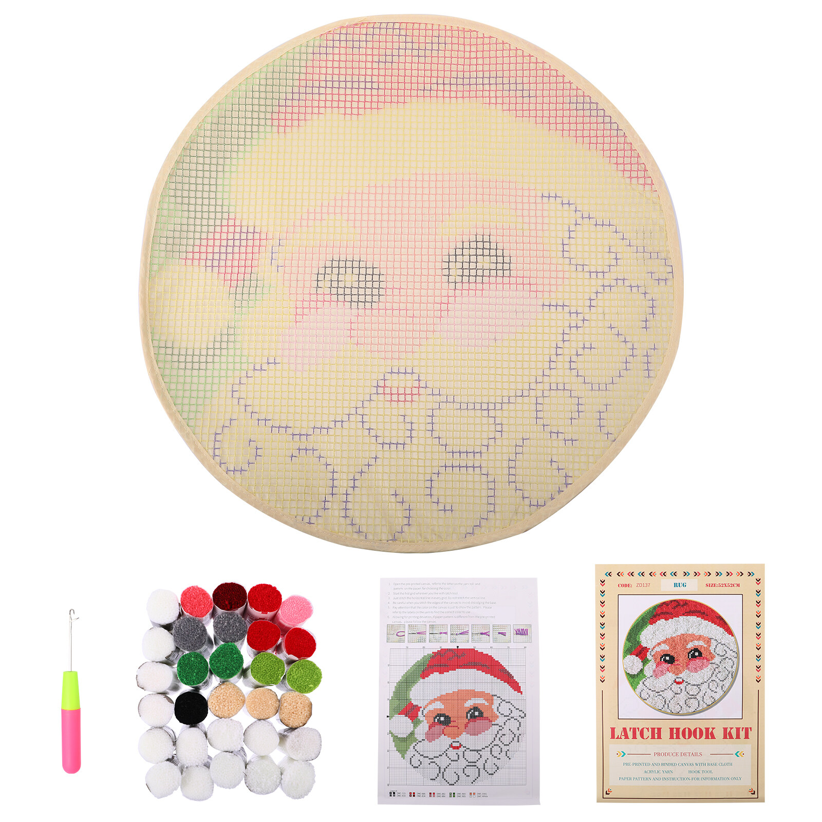 DiMaddie 1 Set Festive Handmade DIY Crocheting Rug Christmas Style