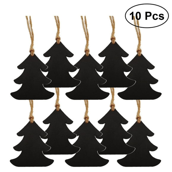 DiMaddie 10pcs Xmas Tree Chalkboard Ornaments Hanging Signs Wooden Labels