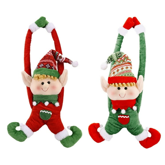 2 Christmas Elves Door Hanging Ornaments for Holiday Decor