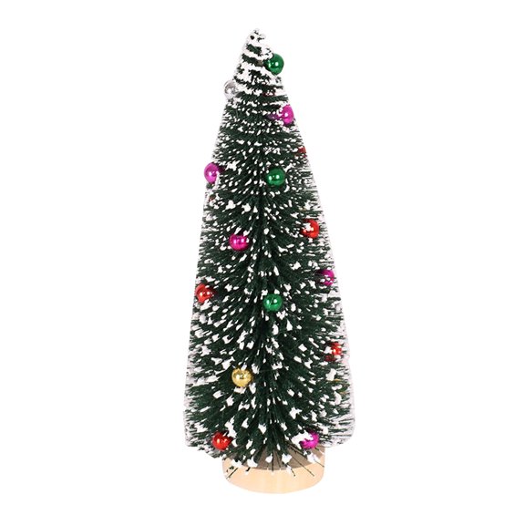 DiMaddie 25cm Tabletop Christmas Tree with Balls Pine Tree Tiny Sisal Trees with Snow