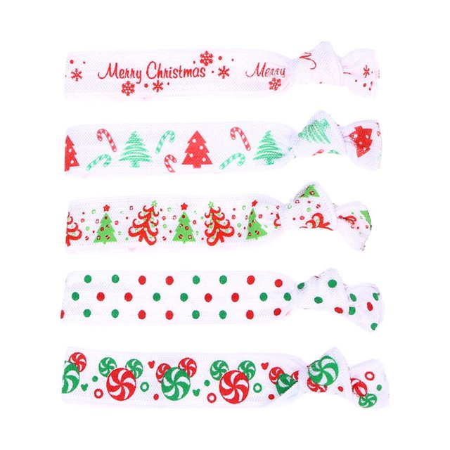 DiMaddie 25pcs Christmas Themed Stretch Knot Hair Ties Elastic Hair
