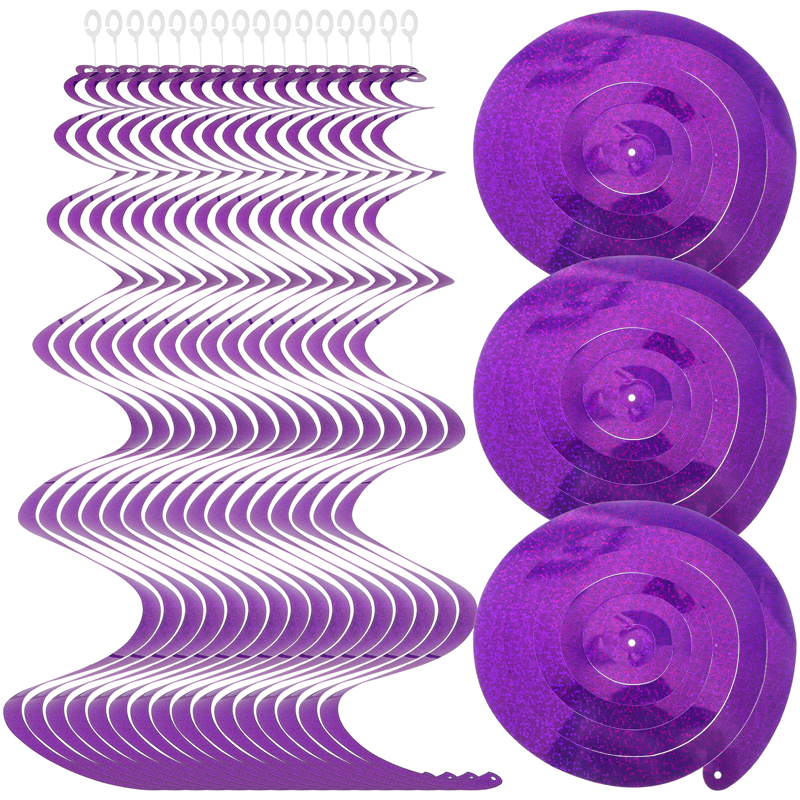 DiMaddie 30pcs Purple Foil Swirl Streamers for Ceiling Decoration