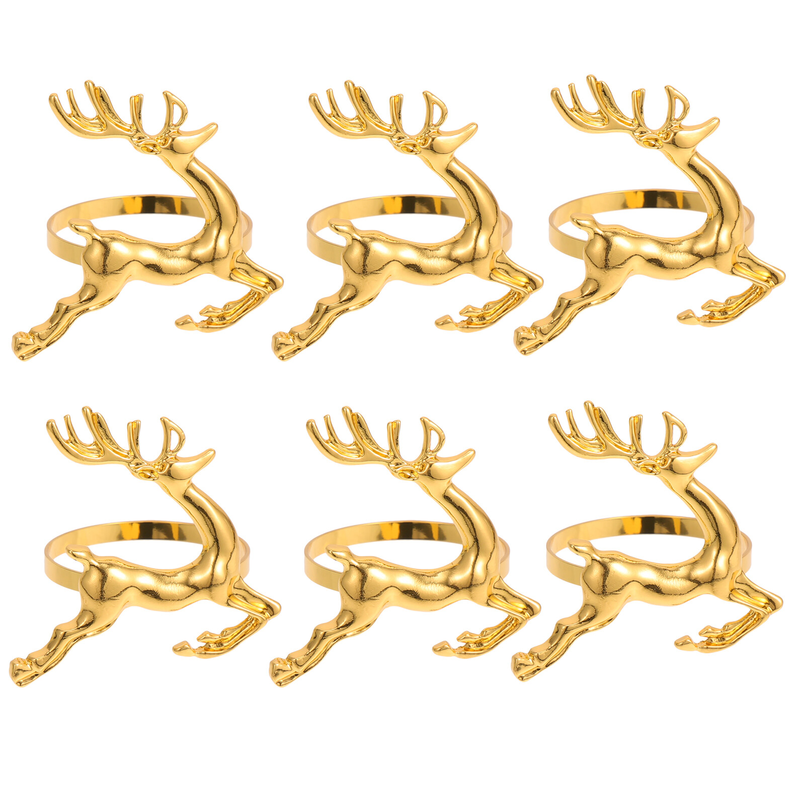 DiMaddie 6Pcs Decorative Elk Shaped Napkin Rings Buckles Xmas Party