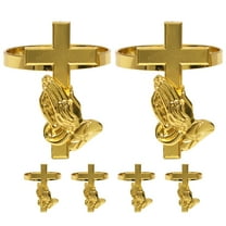 DiMaddie 6pcs Alloy Napkin Rings Wedding Party Table Cross Napkin Rings Napkin Buckles Party Favor