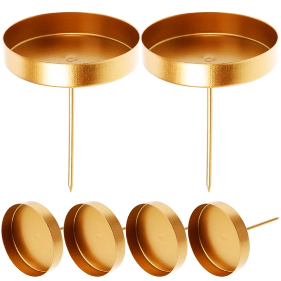 6pcs Golden Iron Candle Holder Tray, Decorative Candle Plate for Christmas, Weddings, Parties, Home Decor, 3.14x2.36 Inch