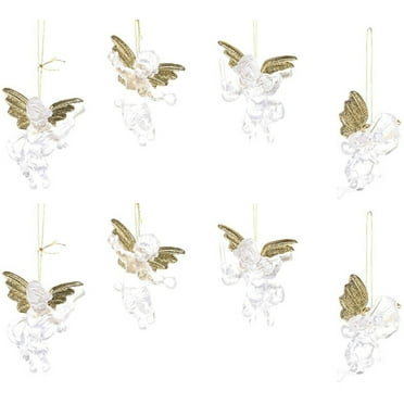 DiMaddie 8pcs Clear Angel Ornaments for Xmas Tree Decoration
