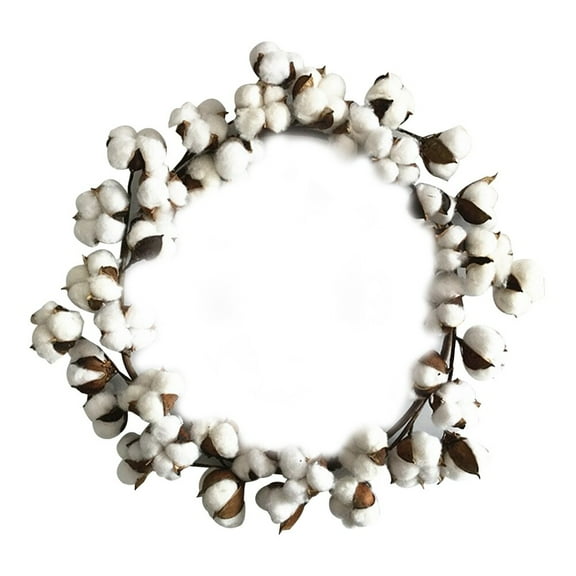 Cotton Flower Christmas Door Wreath Garland Holly Decoration 44x44x9cm