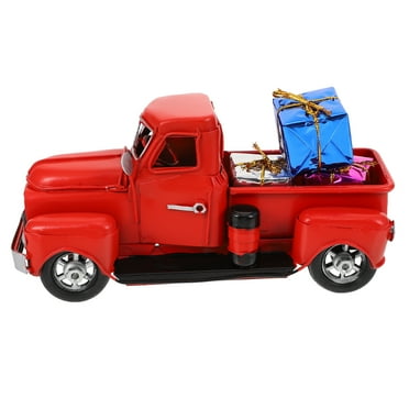DiMaddie Handcrafted Red Metal Truck for Christmas Table Decor