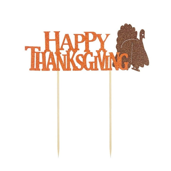 HEMOTON Thanksgiving Cake Topper Happy Thanksgiving Turkey Cupake Topper Party Cake Food Picks Dessert Decoration