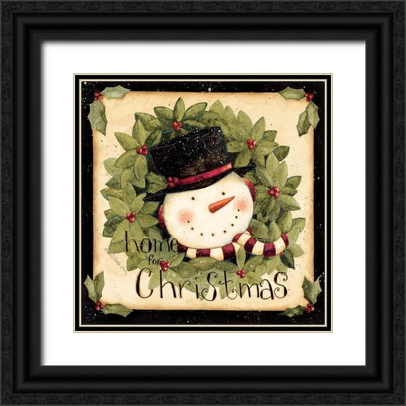 DiPaolo, Dan 12x12 Black Ornate Wood Framed with Double Matting Museum Art Print Titled - Holiday Wreath