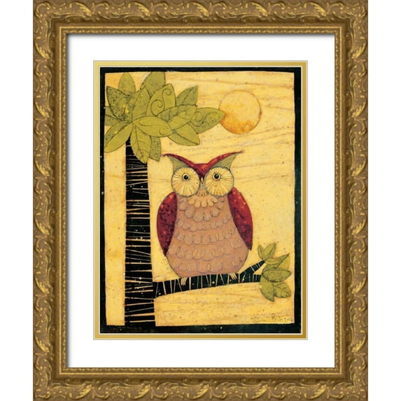 DiPaolo, Dan 12x14 Gold Ornate Wood Framed with Double Matting Museum Art Print Titled - Owl