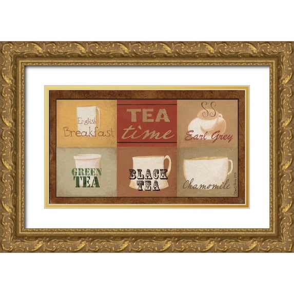 DiPaolo, Dan 14x10 Gold Ornate Wood Framed with Double Matting Museum Art Print Titled - Tea Time 1