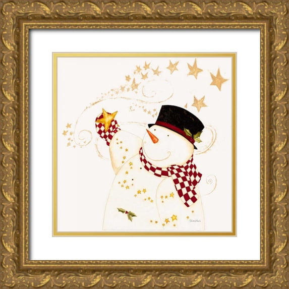 DiPaolo, Dan 20x20 Gold Ornate Wood Framed with Double Matting Museum Art Print Titled - Believe In Snowman
