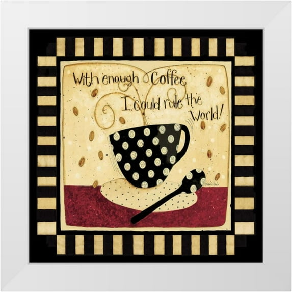 DiPaolo, Dan 26x26 White Modern Wood Framed Museum Art Print Titled - Just One More Cup