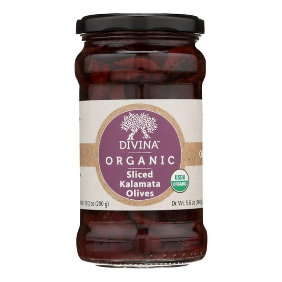 DiVineGarlic a - Organic Olives - Kalamata Sliced - Case of 6 - 5.6 oz.
