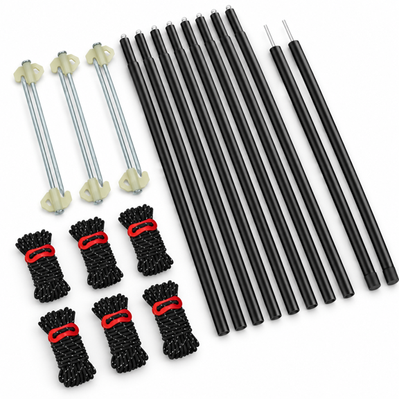 Dia 0.6" | Length 80.7" | 6-pack Tent Pegs Guy Lines Adjustable Camping Tent Poles