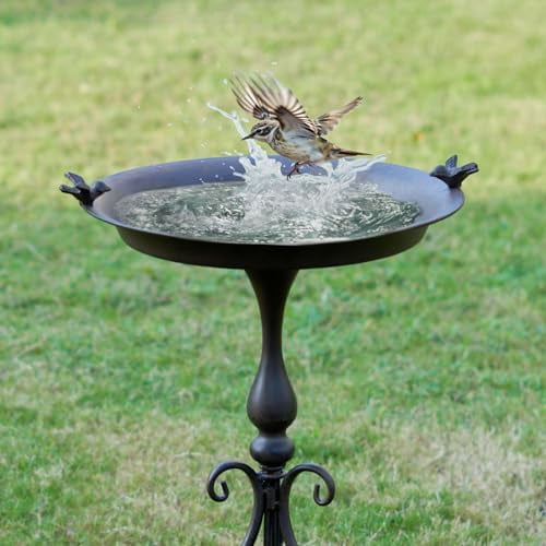 Dia 18" W*28" H Large Metal Bird Bath with Stand, Bird Baths for Outdoors, Metal Birdfeeder,for Garden Yard Decor