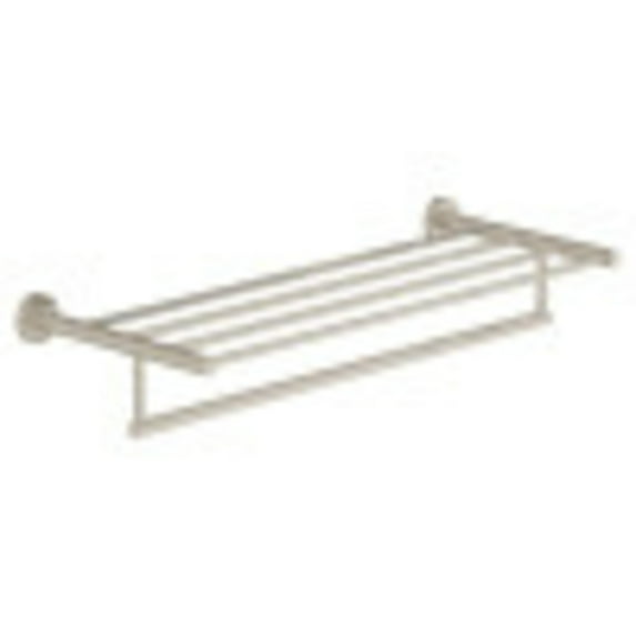 Dia 22" Wall-Mounted Towel Shelf with Bar in Satin Nickel