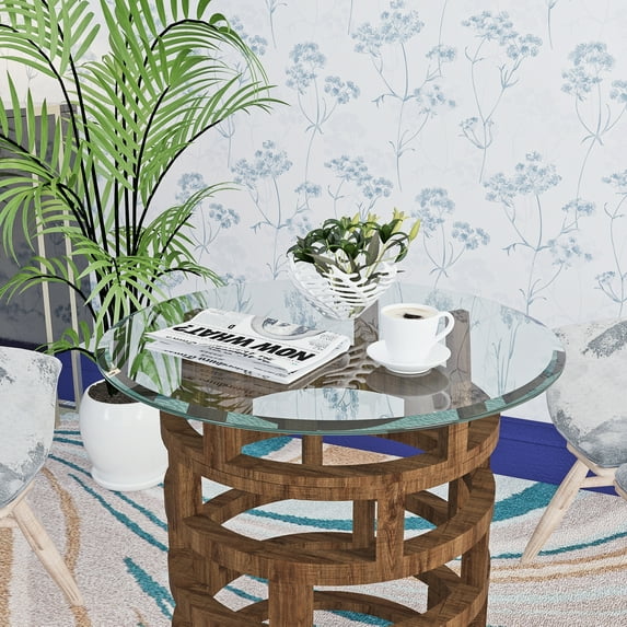 Dia 24'' Round Tempered Glass Table Top 0.4'' Thick Beveled Polished Edge, Use as Coffee Table End Table(without stand)