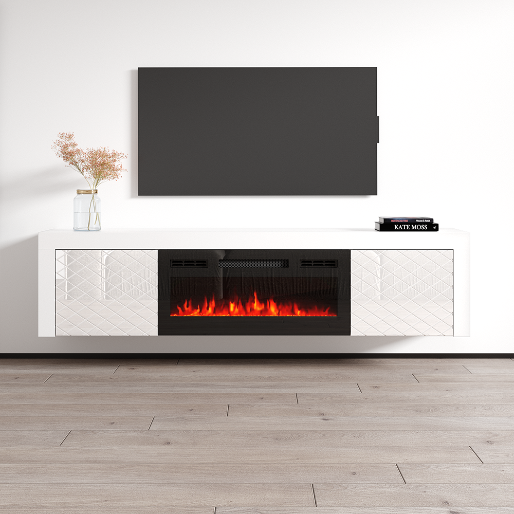 Dia BL-EF Floating Fireplace TV Stand for TVs up to 80
