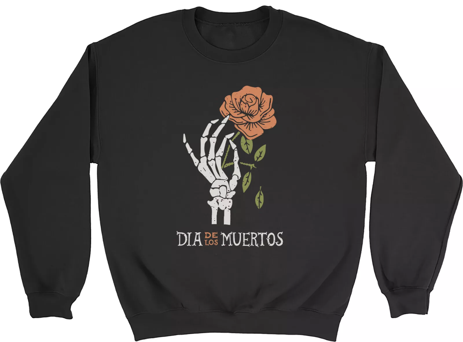 Dia De Los Mertos Sweatshirt Mens Womens Skeleton Hand Picking Rose