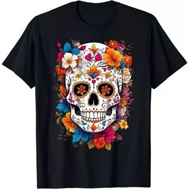 Gothic Sugar Skull Pinup T-shirt Dia De Los Muertos Dark Seductive...