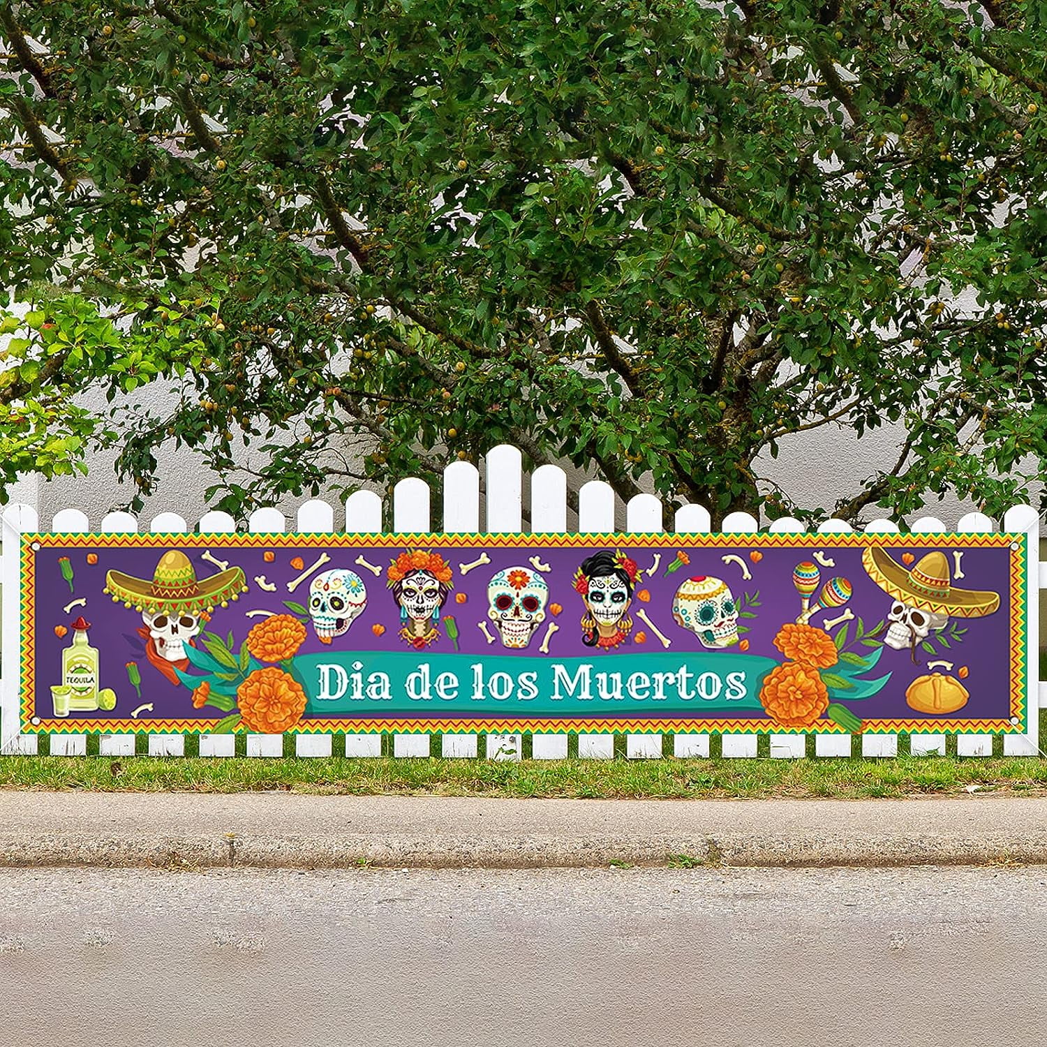 Dia De Los Muertos Banner for Fence Day of The Dead Sugar Skull