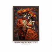 Dia De Los Muertos Couple Poster, Mexican Folk, Cultural Living Room And Gallery Wall Decor