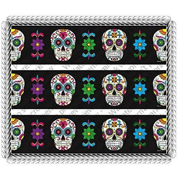 Dia De Los Muertos Day of the Dead Celebration Edible Frosting Image Cake Borders*