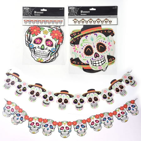 Dia De Los Muertos Day of the Dead Sugar Skull Cutout Banner by FLOMO