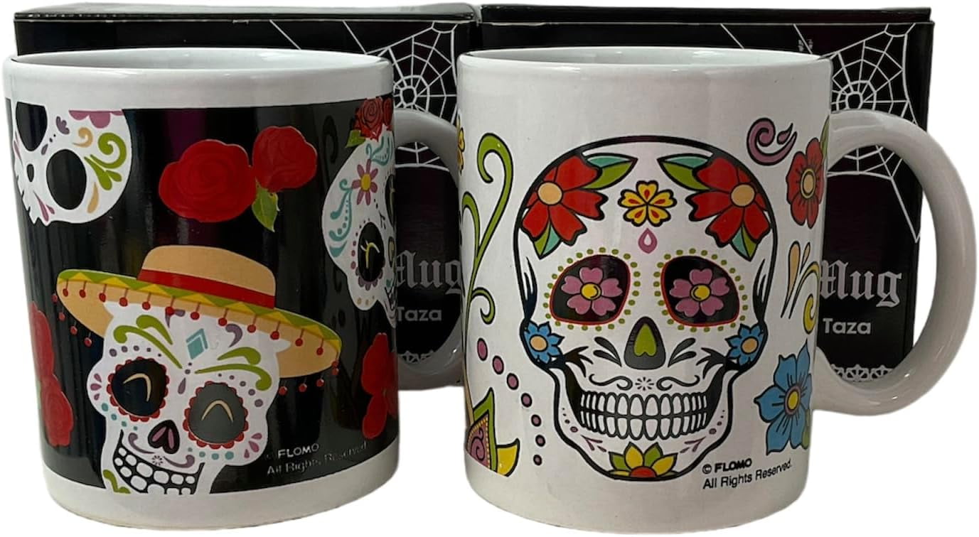 Dia De Los Muertos Day of the Dead Sugar Skull Mug Set by FLOMO
