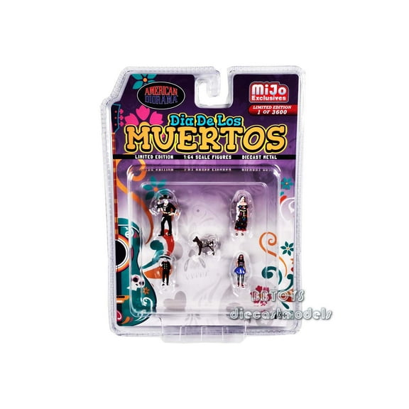 Dia De Los Muertos Family 5 piece Diecast Set (4 Figurines, 1 Dog ) for 1/64 Scale Models by American Diorama