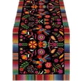 thumbnail image 1 of Dia De Los Muertos Floral Sugar Skull Table Runner, Mexican Fiesta Ornament, Rustic Linen Material for Dining Room, Kitchen and Home Party 47x13 Inch, 1 of 5