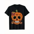 thumbnail image 1 of Dia De Los Muertos Graphic Tee T Shirt Top Halloween Pumpkin Skull Print Casual Comfortable Black S-5XL, 1 of 5